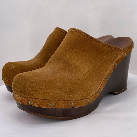Ugg brown leather wedge clogs - Picture 2 of 11
